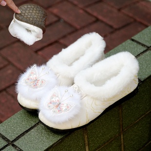 软底 女加绒旗袍民族风复古刺绣保暖老北京棉鞋 冬季 古风汉服绣花鞋