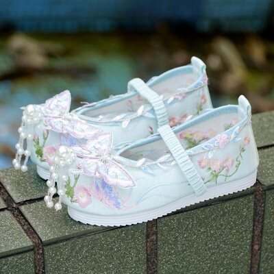 中国风春季新款儿童绣花手工布鞋民族风老北京古装汉服鞋女童唐装