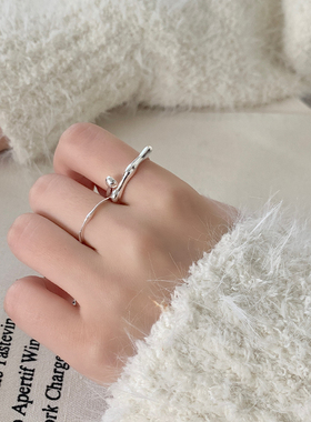 光面戒指女纯银韩版女