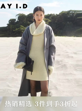 FRAY I.D秋冬优雅时尚羊毛高领落肩针织连衣裙FWNO235030