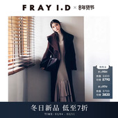 大翻领双排扣长款 FRAY I.D2025秋冬新品 羊毛呢大衣外套FWFC255047
