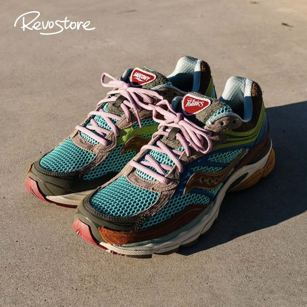Politics x Saucony ProGrid Omni 9 复古低帮男女跑步休闲运动鞋