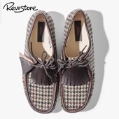 Clarks 耐磨休闲系带运动袋鼠鞋 Wallabee 复古编织拼接低帮男鞋