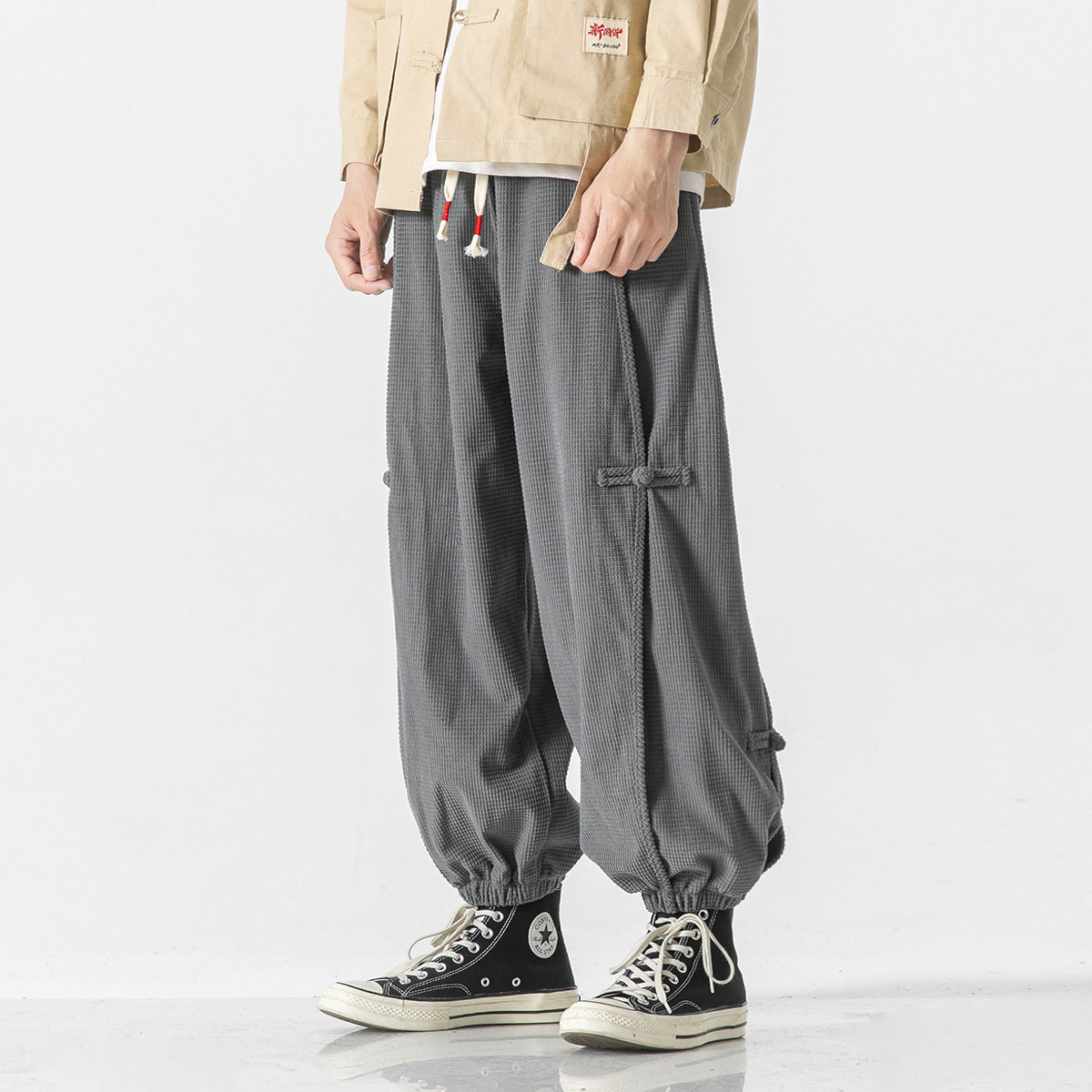 中国风束脚盘扣古风宽松灯笼裤秋冬季裤子男大码休闲裤哈伦裤潮牌,男装,休闲裤,淘宝优惠券,粉丝福利购,淘宝优惠卷