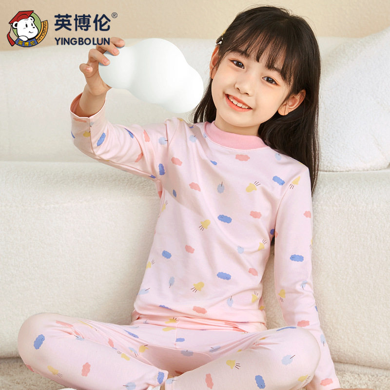 INBRENT GIRLS COTTON UNDERWEAR SET LONG SLEEVE AUTUMN CLOTHES AUTUMN PANTS CHILDRENS MIDDLE-AGED CHILDRENS PAJAMAS THIN COTTON SWEATERS WINTER