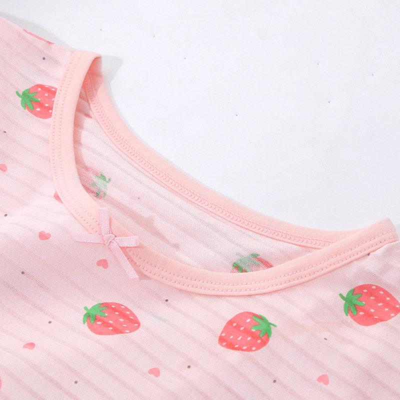 GIRLS THIN PAJAMAS PAJAMAS KIDS LOUNGEWEAR SET GIRLS BABY BAMBOO COTTON SPRING AND AUTUMN SUMMER LONG SLEEVE AIR CONDITIONING CLOTHES