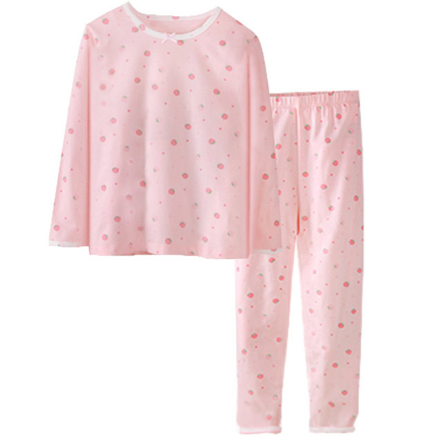 SPRING AND AUTUMN CHILDRENS LONG SLEEVE THIN PAJAMA SET AUTUMN CLOTHES AUTUMN PANTS GIRLS COTTON MEDIUM AND BIG GIRLS BABY LOUNGEWEAR