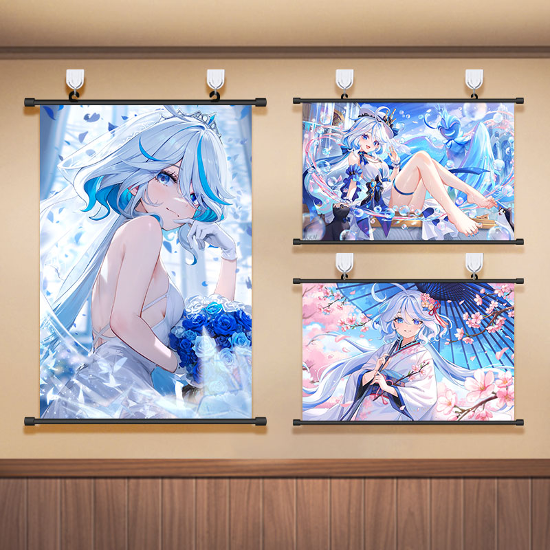 原神芙宁娜挂画水神海报游戏周边装饰画客厅卧室寝室壁纸免孔壁画