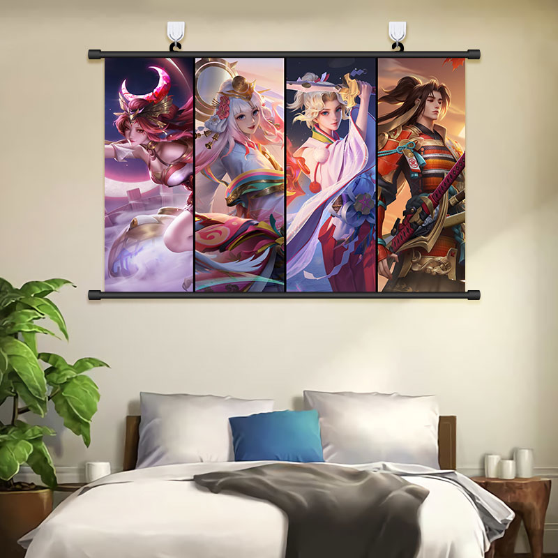 王者荣耀挂画snk橘右京海报娜可露露墙纸不知火舞壁画卧室装饰画