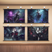 英雄联盟魔女系列挂画莫甘娜青钢影阿狸伊芙琳海报LOL装 饰画壁画