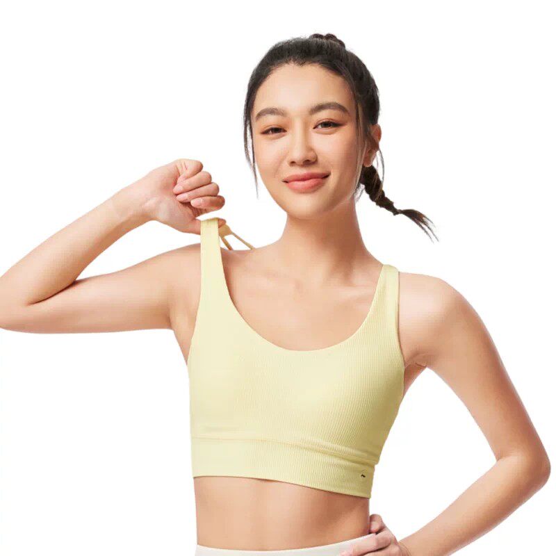 李宁夏季女子健身系列时尚舒适中度支撑透气紧身运动胸衣AUBV016