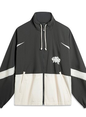 李宁反伍BADFIVE男子抗菌运动风衣2024夏季新品宽松外套AFDU419