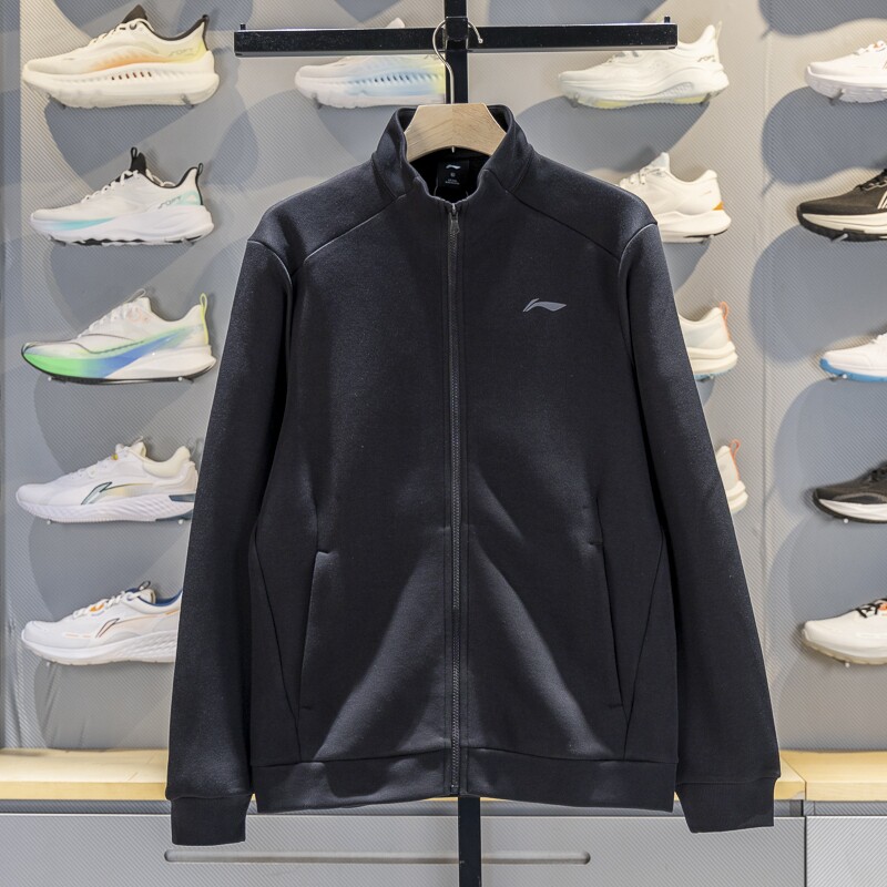 李宁外套男子2025秋季新款健身系列立领休闲开衫无帽卫衣AWDV609