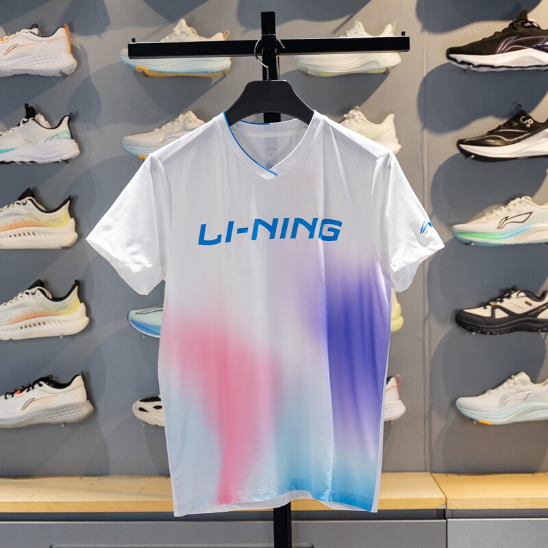 李宁羽毛球服俱乐部系列男子短袖T恤2025新款速干比赛上衣AAYV155