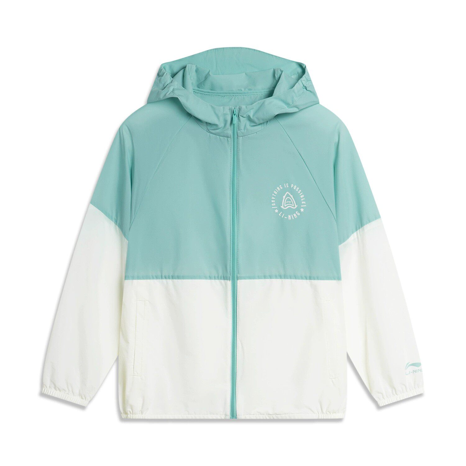 李宁风衣男童夏季防晒薄款拼接连帽透气运动外套YFDU163