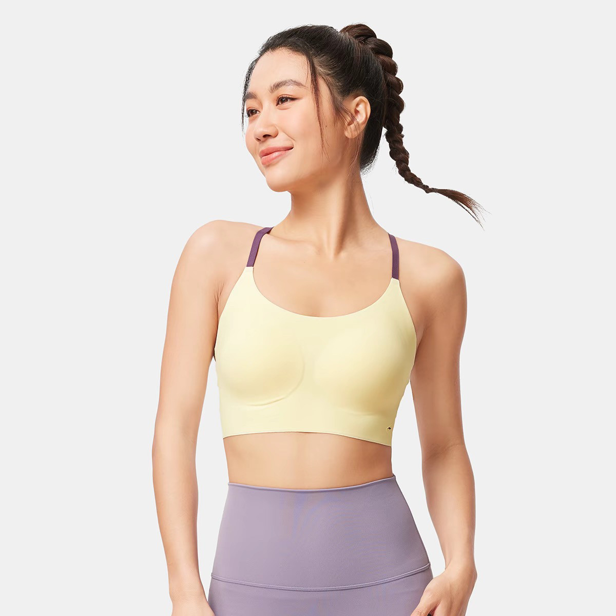 李宁夏季女子健身系列时尚低度支撑透气紧身运动胸衣AUBV018