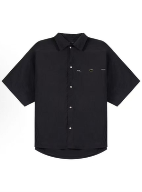 李宁LNG 都市机能系列 夏季纯色结构分割宽松短袖衬衫男FGBB007