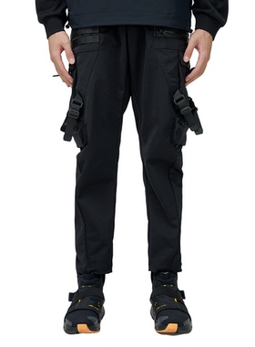 李宁长裤男款LNG都市机能风纯色修身工装风休闲FHAC014