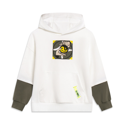 李宁春季男大童卡通潮流印花连帽宽松百搭休闲运动卫衣 YWDT027