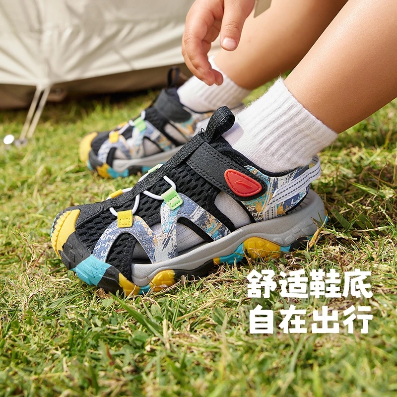 李宁新款男女夏季小童跋涉 1.5 KIDS透气舒适包头凉鞋YKKT004