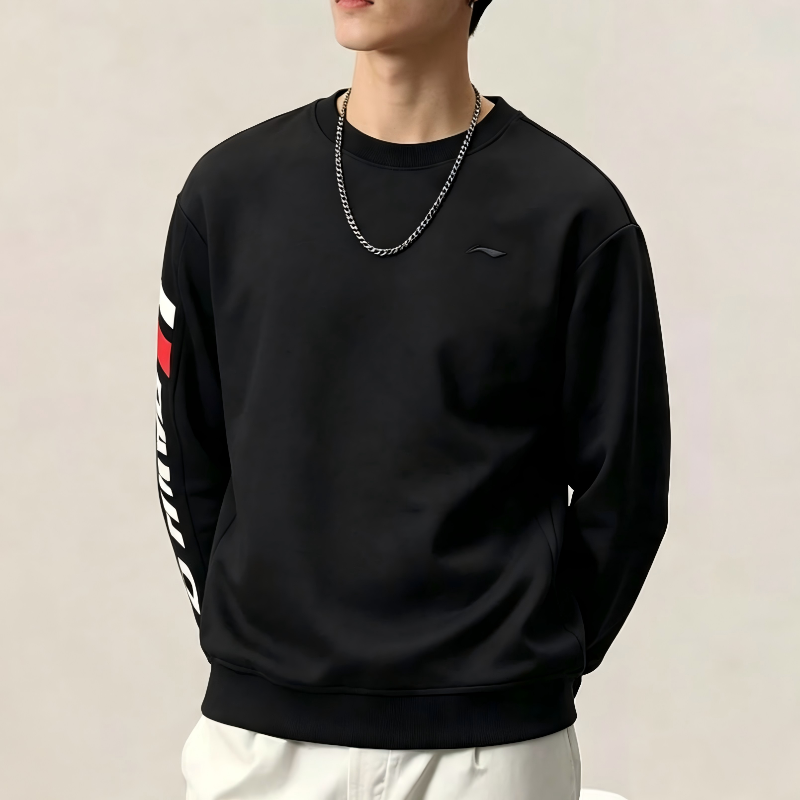 李宁卫衣运动套头男款圆领春秋长袖休闲宽松经典上衣AWDQC21