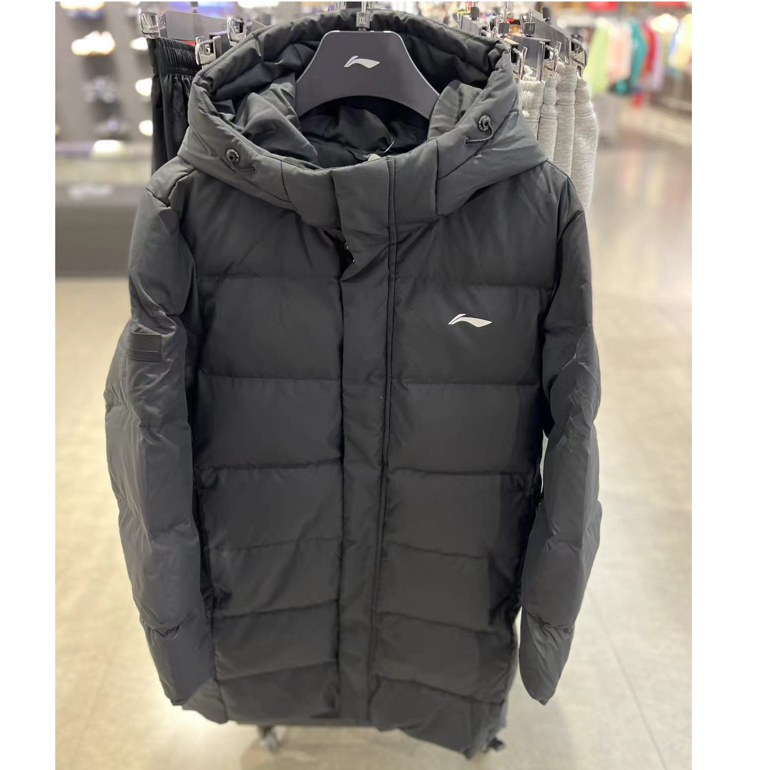 李宁羽绒服男款冬季2024新款保暖加厚长款过膝盖棉袄外套AYMU467