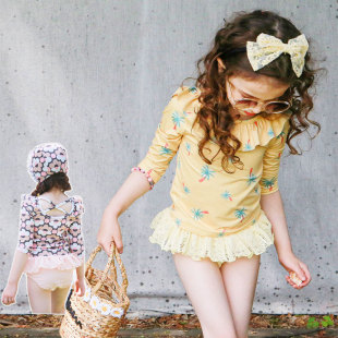 2026新款 防晒分体小童女宝宝洋气温泉游泳衣 女童泳衣ins儿童长袖