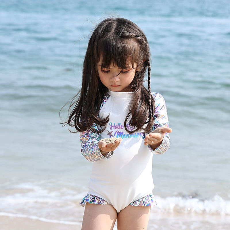 Momasong泳衣女款儿童洋气防晒网红长袖女童美人鱼女孩2025新款
