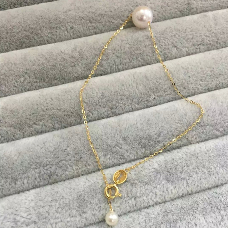 18K金海水akoya7-8mm珍珠手链女 正圆强光透粉珍珠手链尾部可调节|msdalam kategori barang kemas/berlian/Emerald/emas, mutiara asli (baru), barang kemas - dari Buy2taobao.com untuk memberikan perkhidmatan ejen Taobao profesional membeli