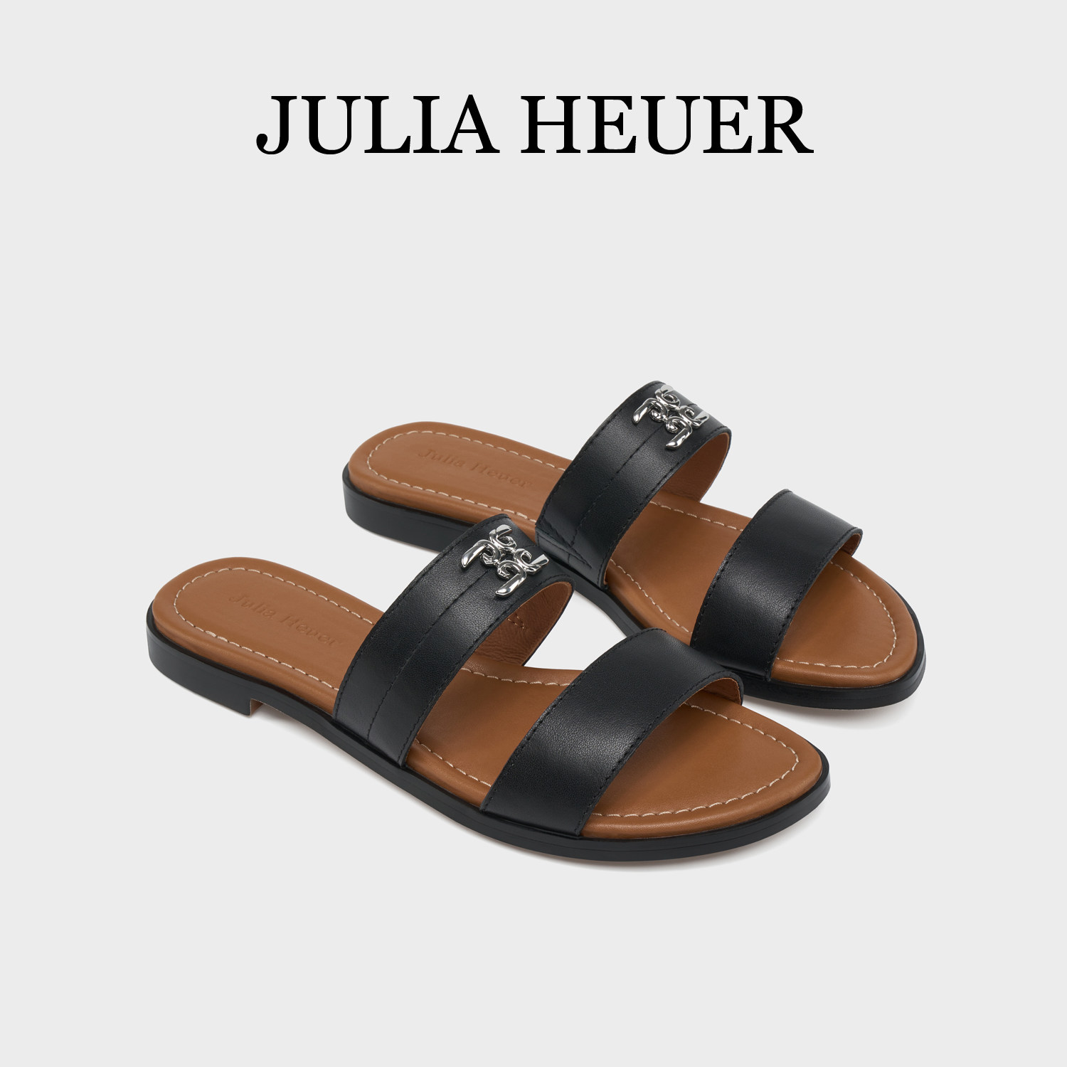 包文婧同款 Julia Heuer百搭休闲女士宽面足弓一字拖平底拖鞋