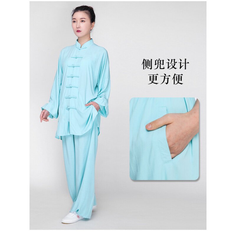 太极服女装2021新款夏季棉麻亚麻太极拳练功服女服装短袖夏天薄款
