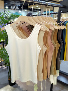 优布客女士背心2024夏季新款5405时尚圆领纯色百搭修身无袖打底衫