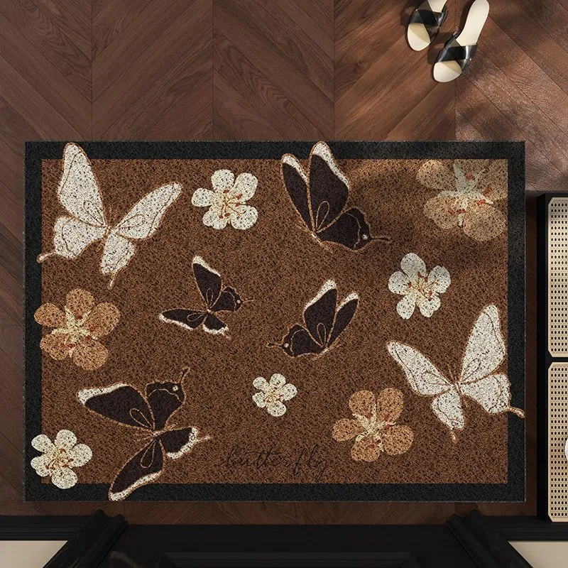 入户门地垫中古风蝴蝶玄关耐脏刮泥蹭土脚垫家用进门耐磨防滑垫