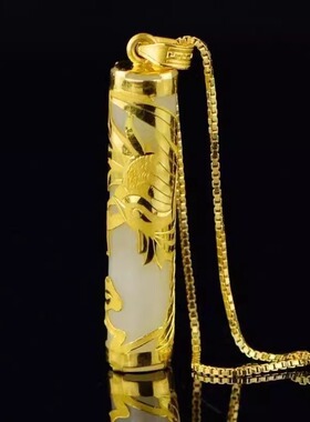 金色大气盘龙柱吊坠男女同款