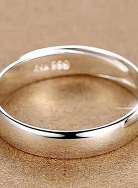 银色光面戒指男女款可调节素圈戒指婚庆小众设计情侣对戒简约指环