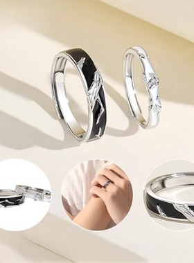 枯木逢春情侣对戒独特枯木纹理与新芽造型设计象征爱情