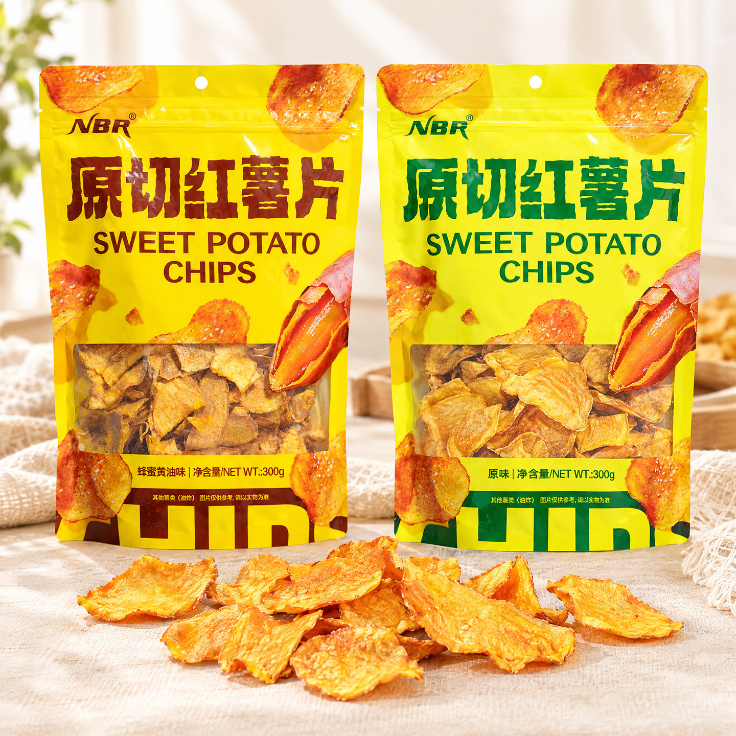 NBR原切红薯片原味蜂蜜黄油味地瓜番薯脆片300g追剧解馋小零食