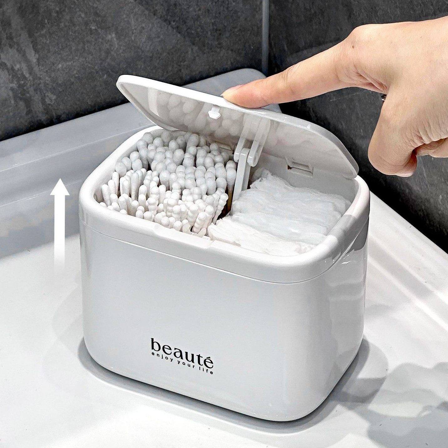 棉签收纳盒升降浴室镜柜可壁挂高级按压化妆棉小样牙线分格整理盒,收纳整理,镜柜收纳盒,淘宝优惠券,粉丝福利购,淘宝优惠卷