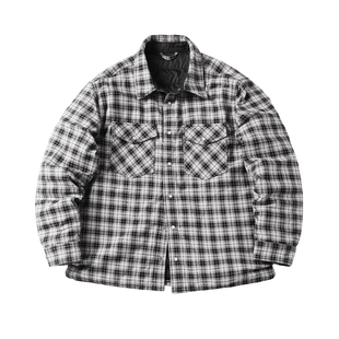 实年服工SCY210秋冬白鸭绒羽绒长袖 翻领轻薄保暖格子上衣男 衬衫