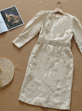 韩国东大门2026春季新款时尚百搭显瘦长袖连衣裙收腰女中长款裙子