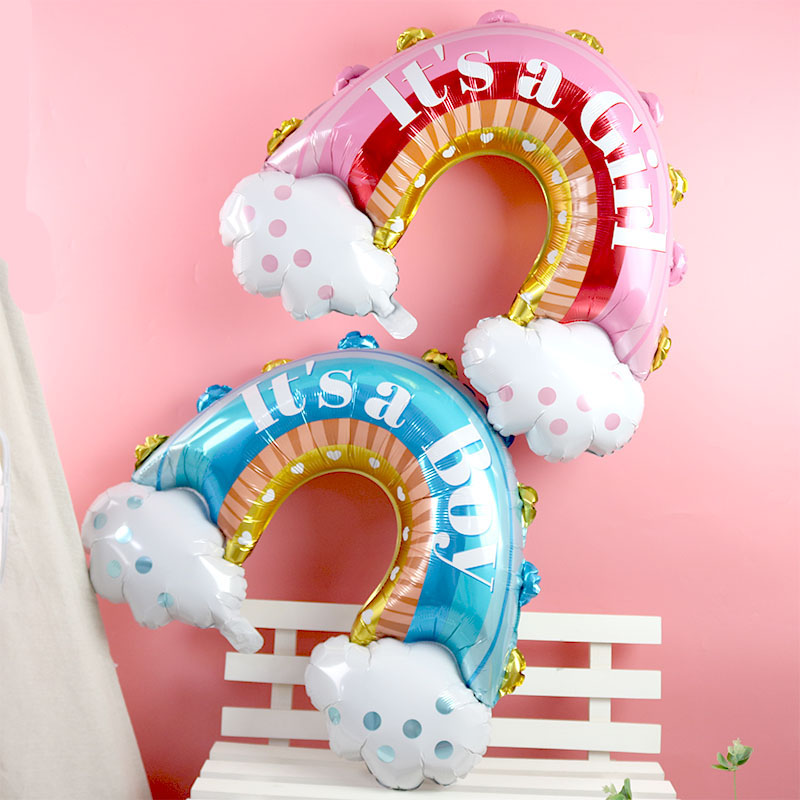 卡通婴儿粉色蓝色girl baby云朵彩虹气球儿童宝宝生日派对装饰品