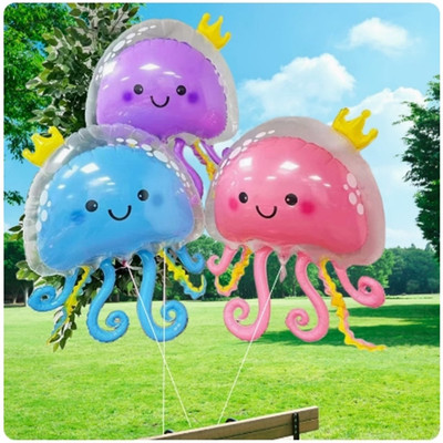 新款海洋动物卡通大号可爱水母气球儿童生日宝宝派对场景装饰布置