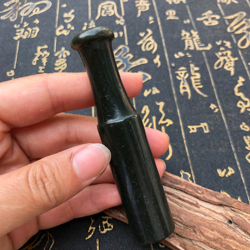 天然和田玉烟杆老烟嘴玉烟嘴烟杆文玩把件男女青玉烟嘴过滤送证书