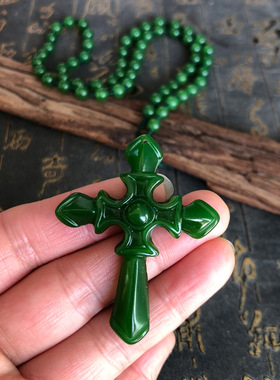 十字架钥匙链男女玉石项链情侣吊坠十字架挂件