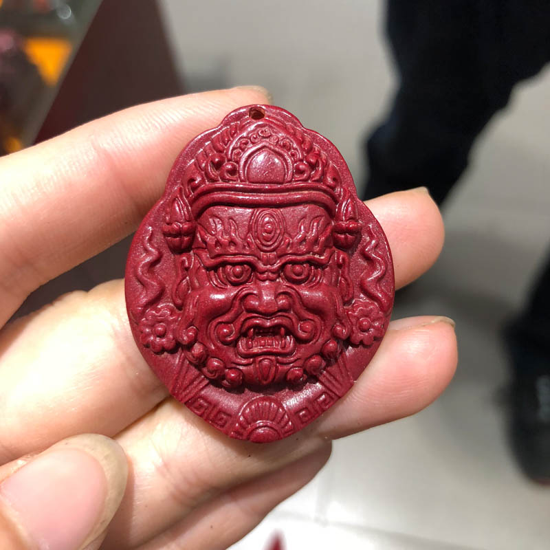 紫金砂鬼头吊坠转运本命年护身符男女项链送证书