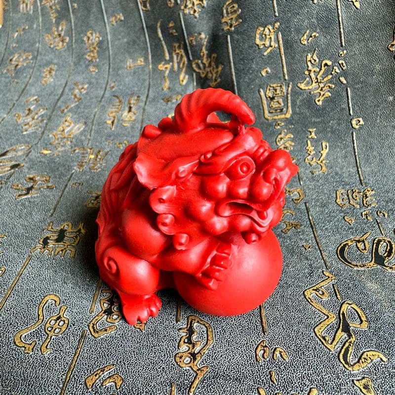豁达客朱砂红麒麟摆件神兽献财