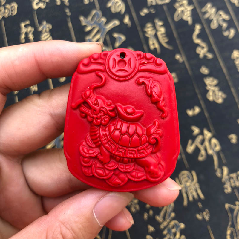 龙龟钥匙扣台湾原色朱砂玄武神龟男女挂件送证书