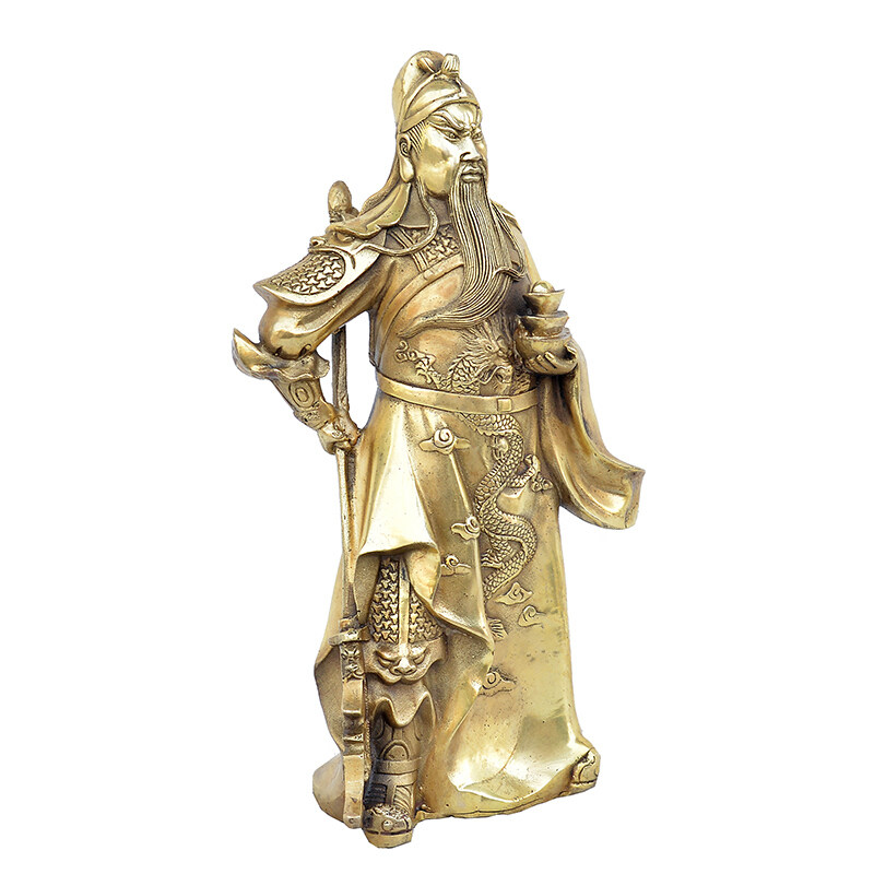 纯铜关公武财神工艺品摆件送证书