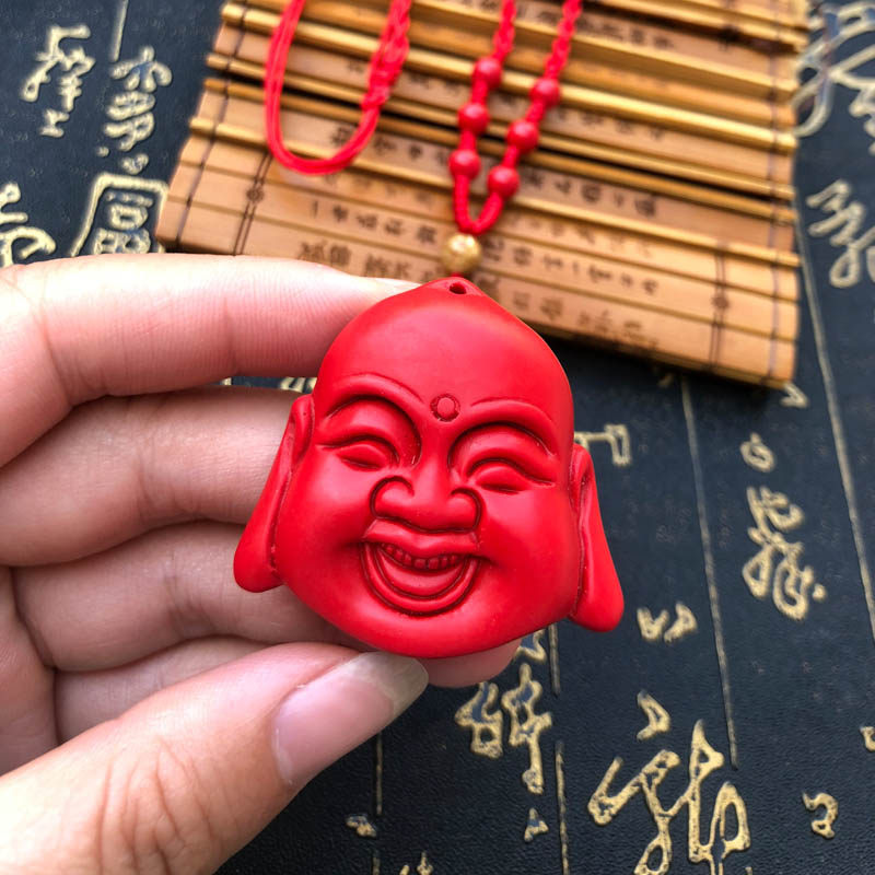 帝王红笑佛玉佩本命年吊坠送证书