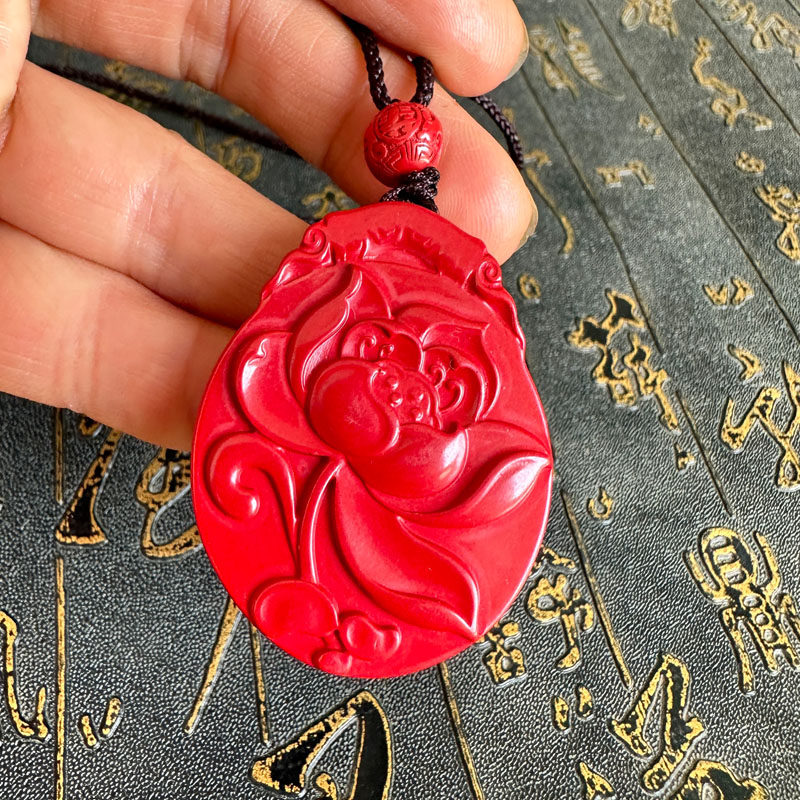 豁达客男女朱砂莲花项链钥匙扣